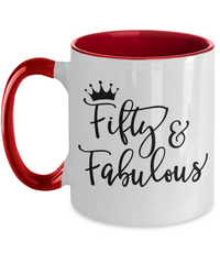 Thumbnail for Fifty and Fabulous Mug-Red