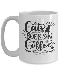 Thumbnail for Funny Cat Mug-Cats Books and Coffee-Cat Coffee Cup