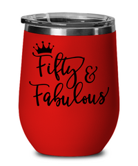Thumbnail for Fifty and Fabulous Wine Mug-Red