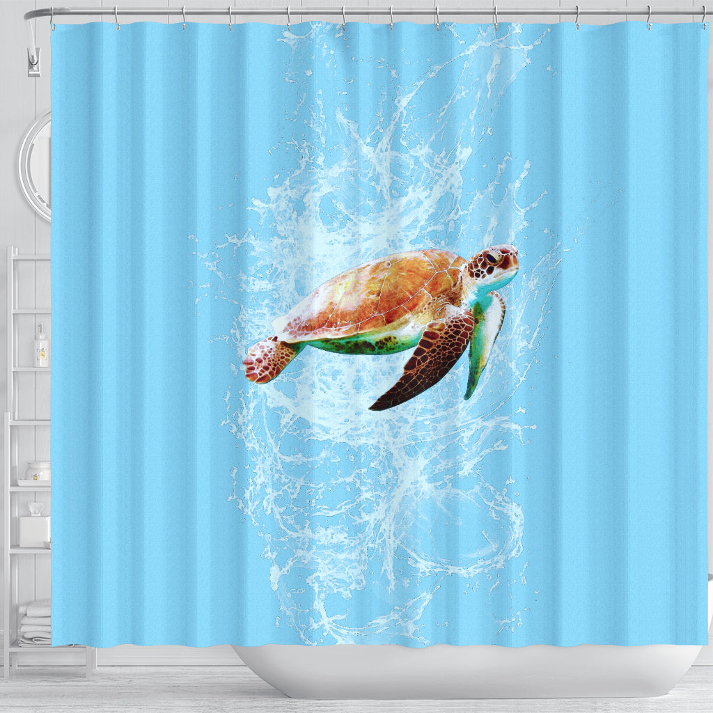 Shower Curtain Turtle Swimming - JaZazzy 
