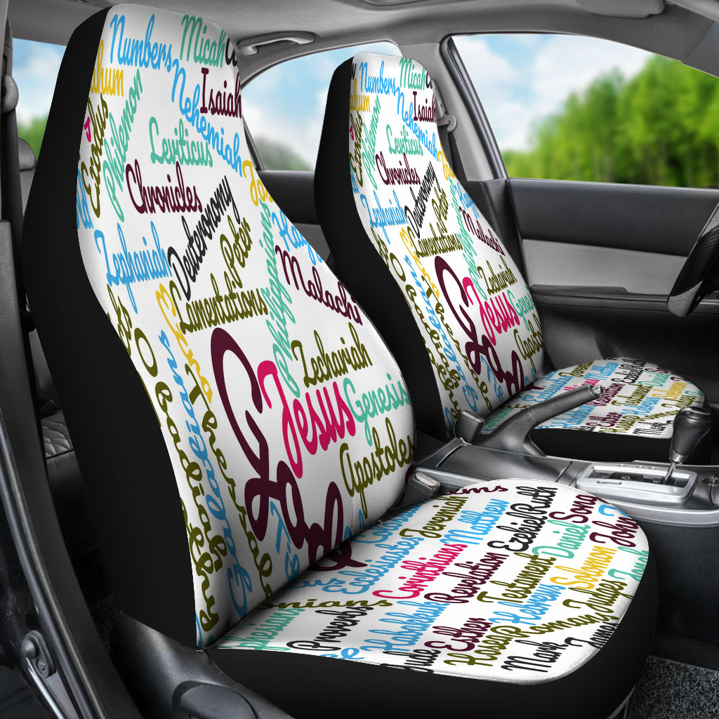 Custom-Made Holy Bible Books White Purple Car Seat Cover - JaZazzy 
