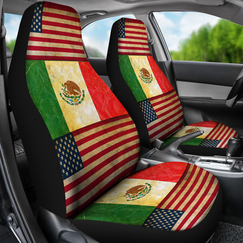 JZP- America-Mexico Flag Seat Cover 01A - JaZazzy 