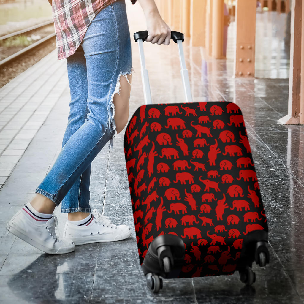 Delta-Non Letter Red Mini Elephants Luggage Cover - JaZazzy 