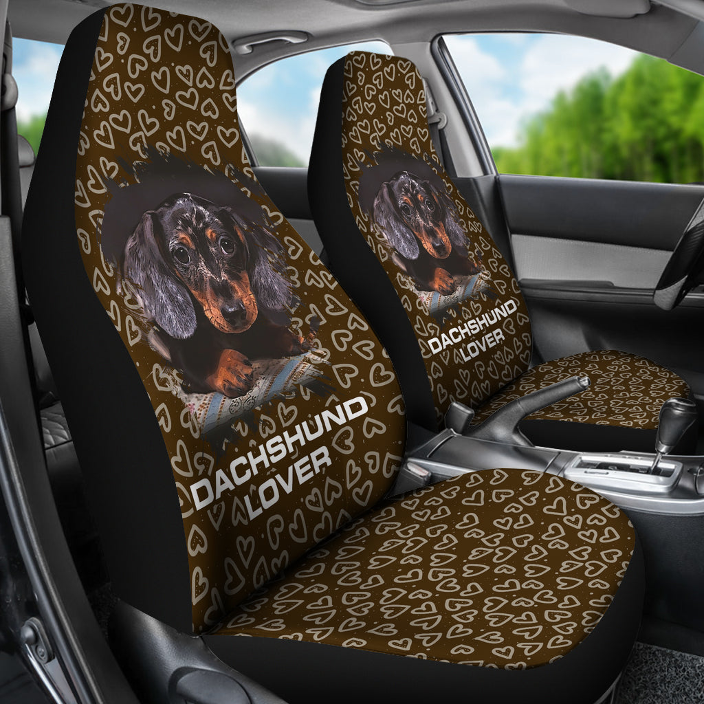 Doxie Hearts Brown Car Seat Covers - JaZazzy 