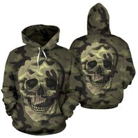 Thumbnail for Camo Skull All Over Print Hoodie for Lovers of Skulls and Camouflage - JaZazzy 