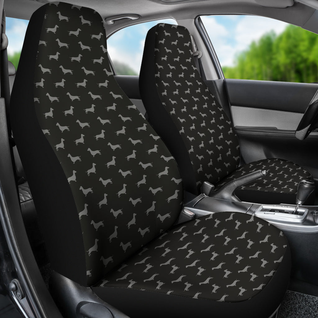 Dachshund Pattern Black Car Seat Covers - JaZazzy 
