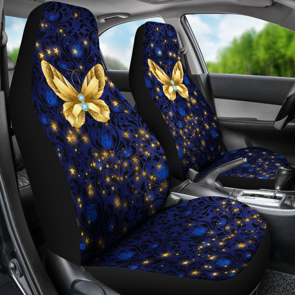 Butterfly Blue Floral Damask Car Seat Cover - JaZazzy 
