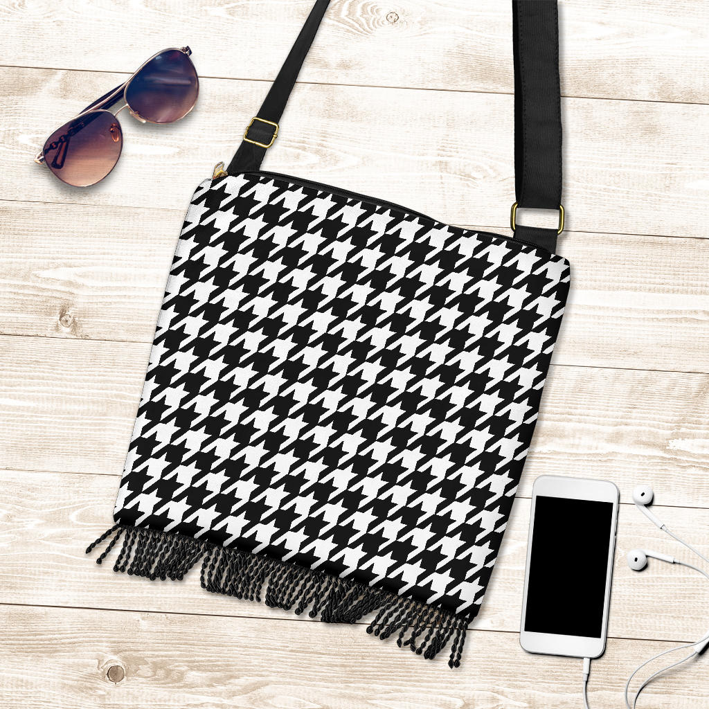 Black and White Crossbody Boho Handbag
