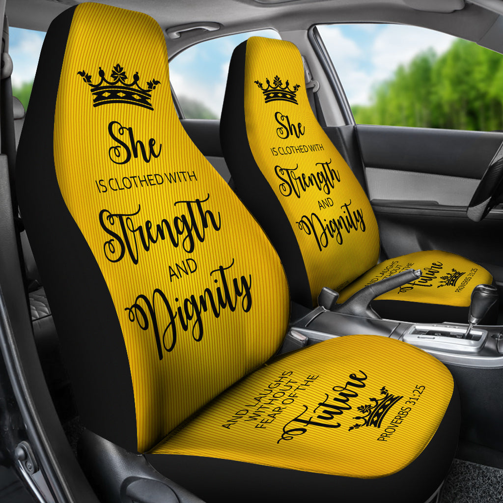 Proverbs 31 Woman Car-SUV Seat Cover- Gold-Black - JaZazzy 