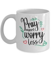 Thumbnail for Faith coffee mug-pray more worry less v2
