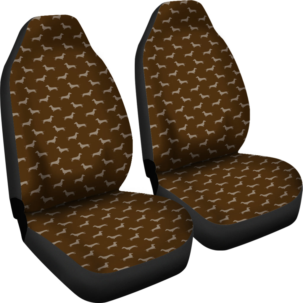 Dachshund Pattern Brown Car Seat Covers - JaZazzy 