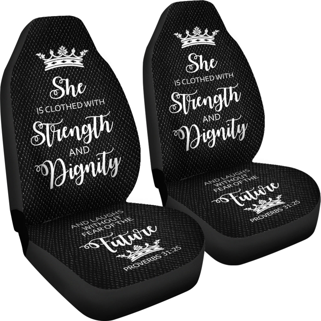 Proverbs 31 Woman Car-SUV Seat Cover-Black-White - JaZazzy 