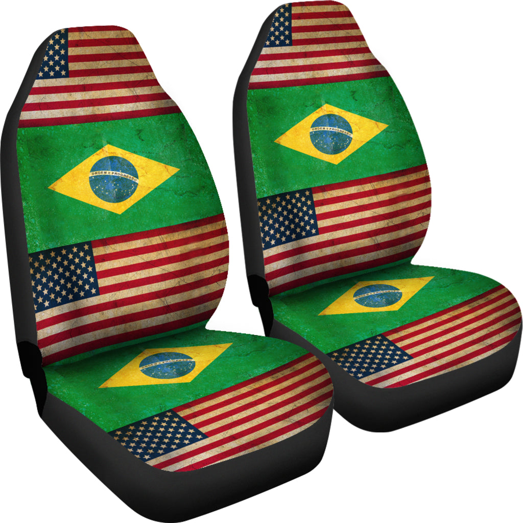 JZP - American Brazilian Flag Car Seat Cover  210A - JaZazzy 