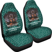 Thumbnail for Doxie Hearts Green Car Seat Covers- Dachshund - JaZazzy 