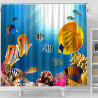 Thumbnail for Yellow Fish Shower Curtain - JaZazzy 