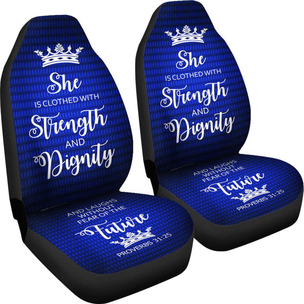 Proverbs 31 Woman - Car-SUV Seat Cover-Blue-White - JaZazzy 