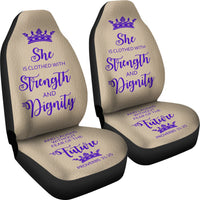 Thumbnail for Proverbs 31 Woman  Car-SUV Seat Cover-Tan-Purple - JaZazzy 