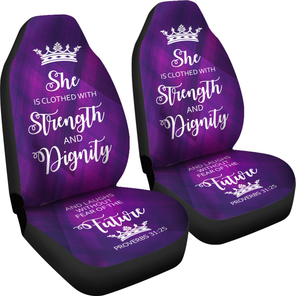 Proverbs 31 Woman Car-SUV Seat Cover-Purple-White - JaZazzy 
