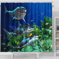 Thumbnail for Sharks Shower Curtain - JaZazzy 