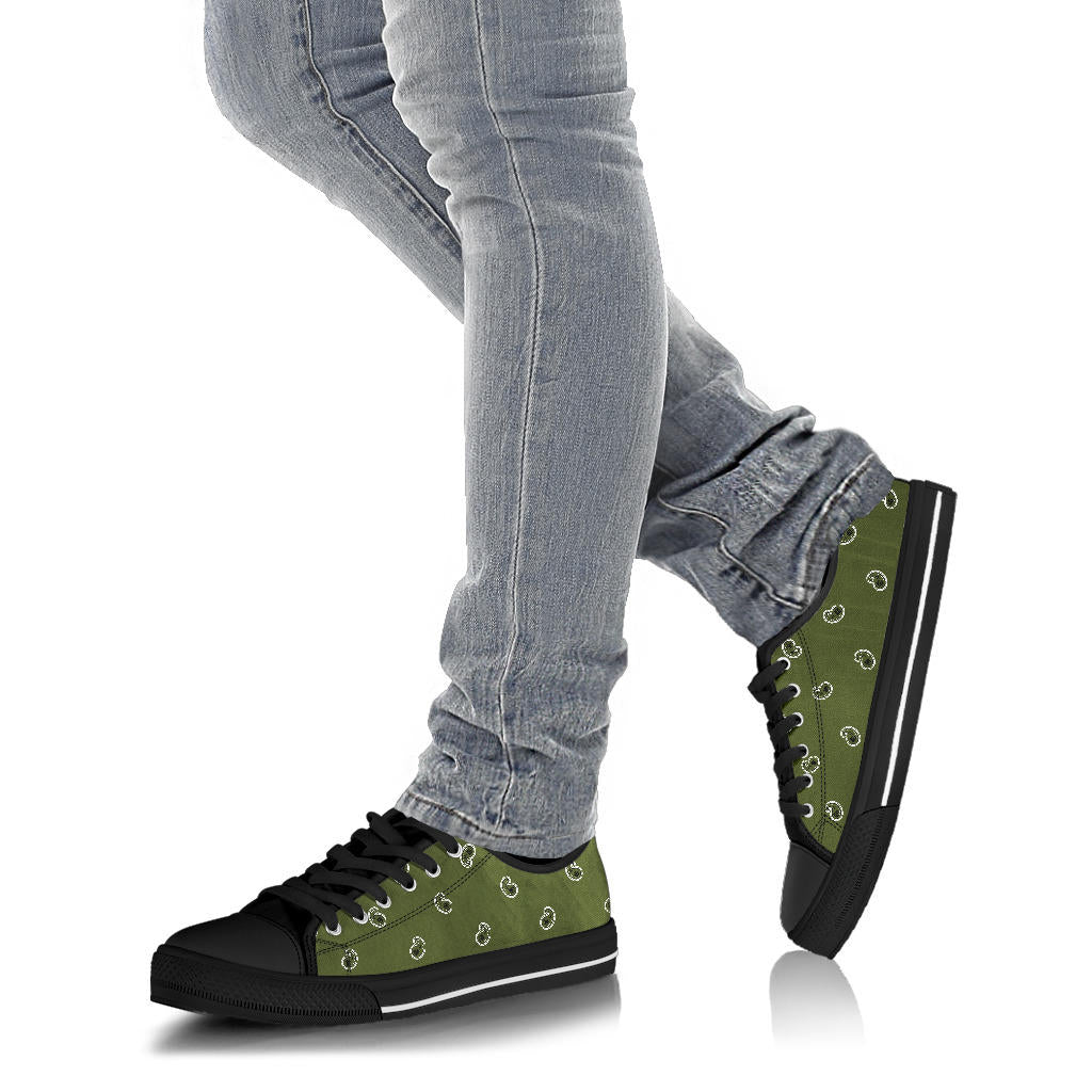 Army Green Paisley Low Top Canvas Sneakers