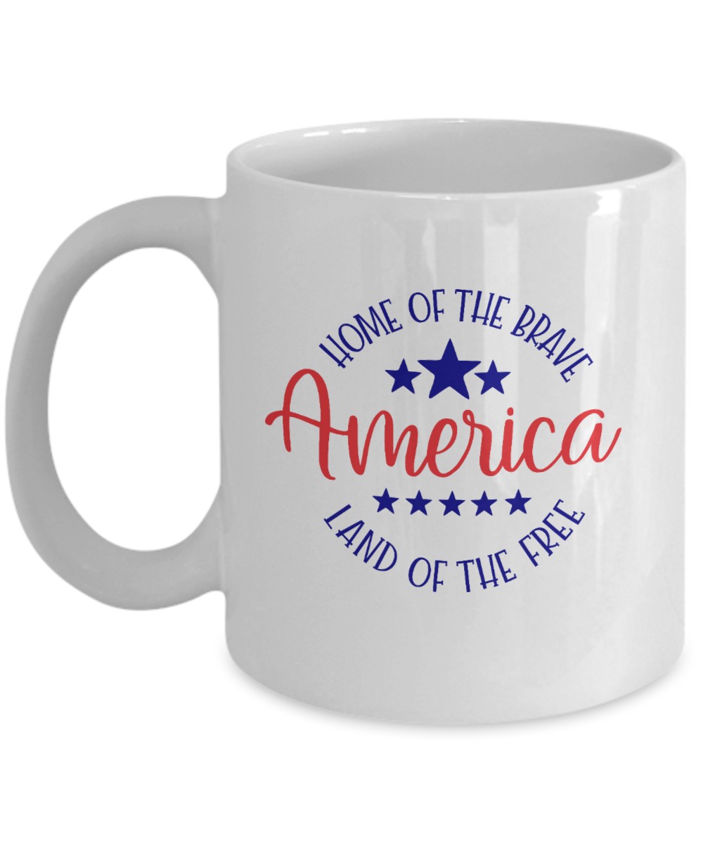 Patriotic Mug -  Home of the Brave  Patriotic Coffee Cup