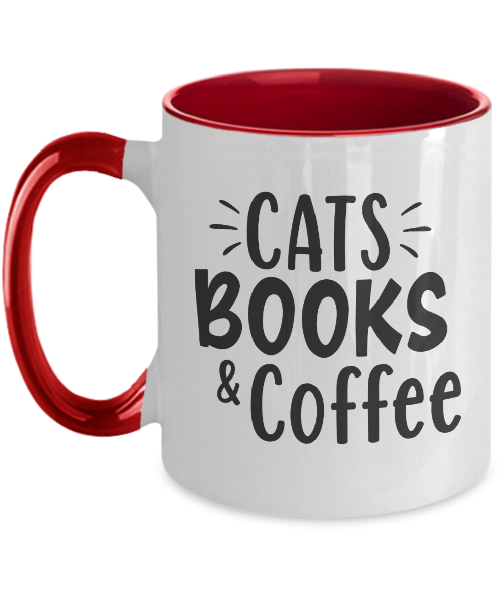 Cats, books and coffee-Two Tone Mug 01