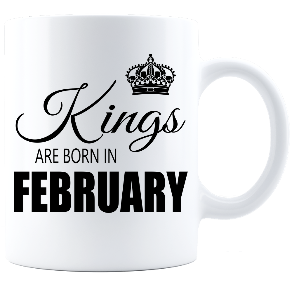 Kings are born in February Coffee Mug - White-Black - JaZazzy 