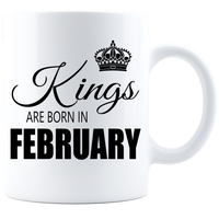Thumbnail for Kings are born in February Coffee Mug - White-Black - JaZazzy 
