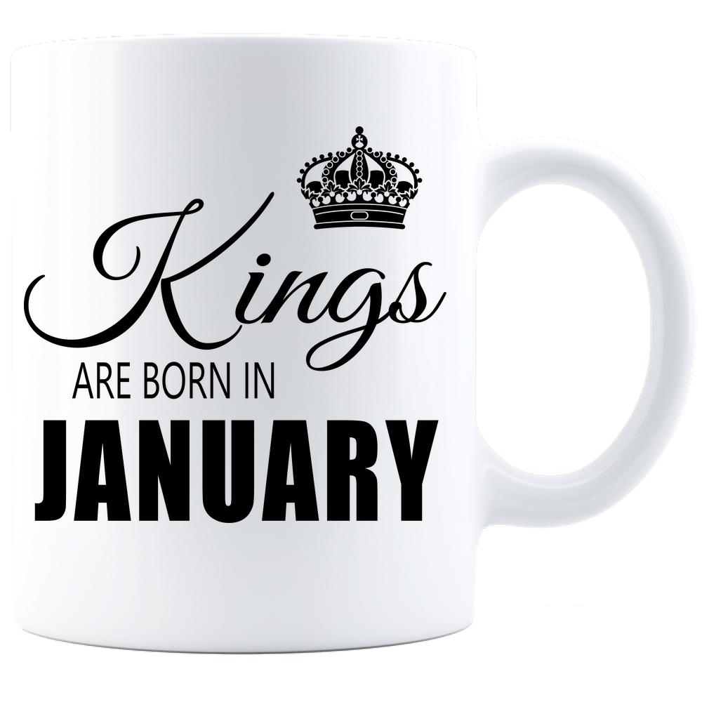 Kings are born in January Coffee Mug - White-Black - JaZazzy 