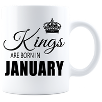 Thumbnail for Kings are born in January Coffee Mug - White-Black - JaZazzy 