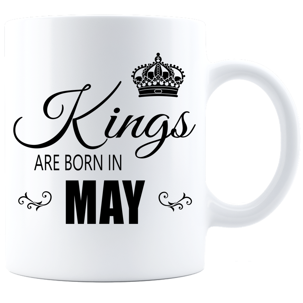 Kings are born in May Coffee Mug - White-Black - JaZazzy 