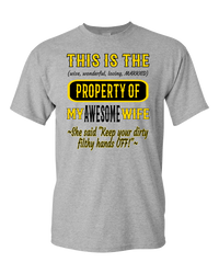 Thumbnail for Adult Unisex T-Shirt_Property of Awesome Wife_PS_Athletic Heather - JaZazzy 
