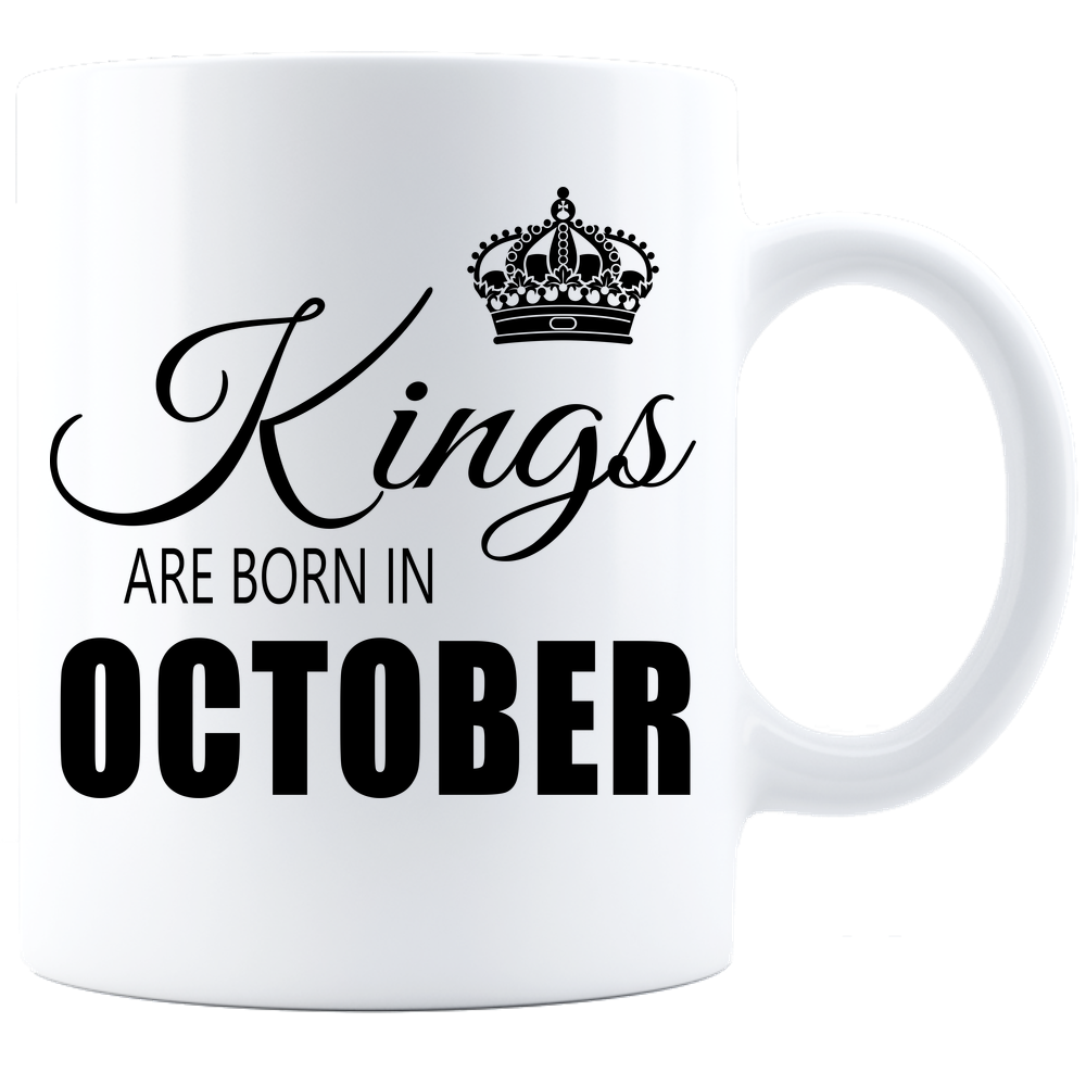 Kings are born in October Coffee Mug - White-Black - JaZazzy 