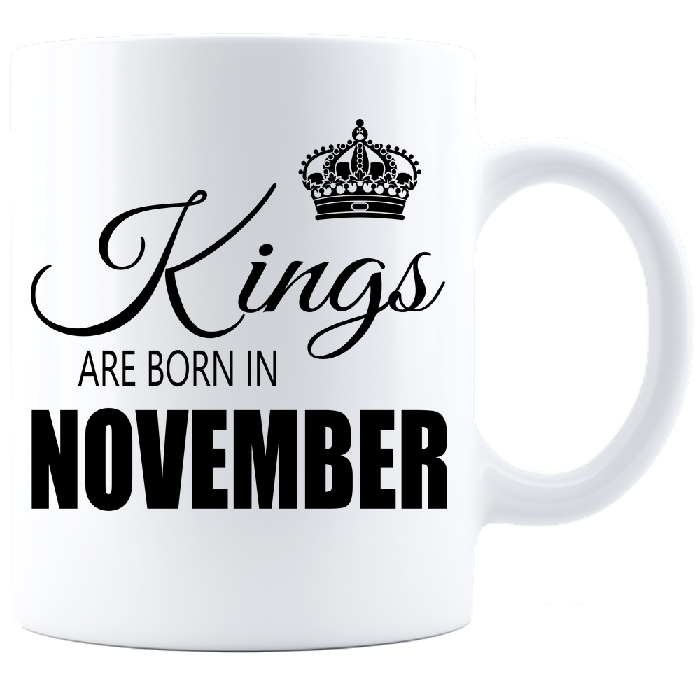 Kings are born in November Coffee Mug - White-Black - JaZazzy 