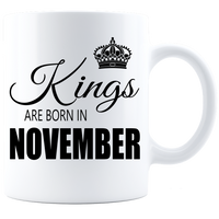 Thumbnail for Kings are born in November Coffee Mug - White-Black - JaZazzy 