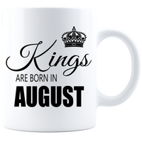 Thumbnail for Kings are born in August Coffee Mug - White-Black - JaZazzy 