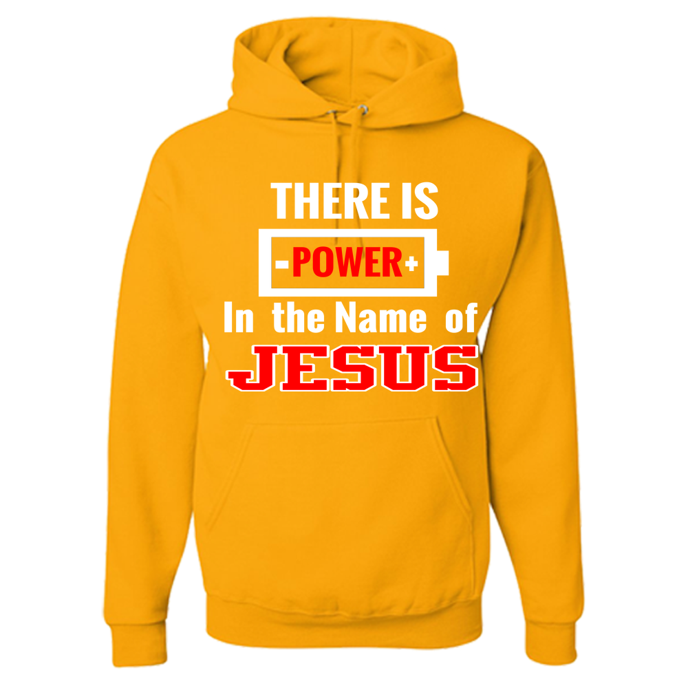 Adult Hoodie-THERE IS POWER IN THE NAME OF JESUS-Black - JaZazzy 