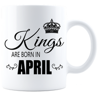 Thumbnail for Kings are born in April Coffee Mug - White-Black - JaZazzy 