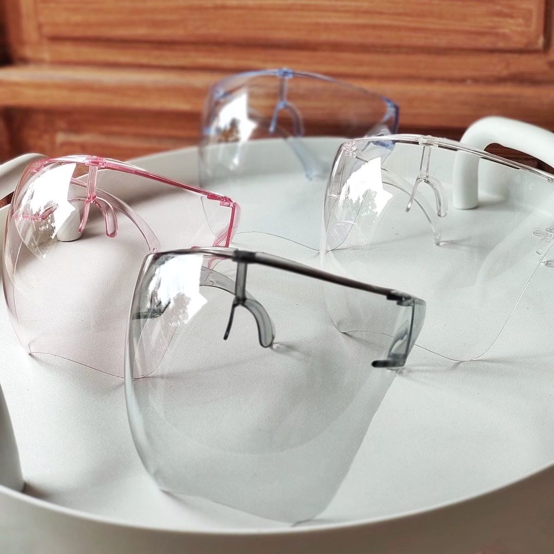 Eye Protection Anti fog safety clear plastic acrylic Face Screen Shield mask visor with Glasses Frame faceshield