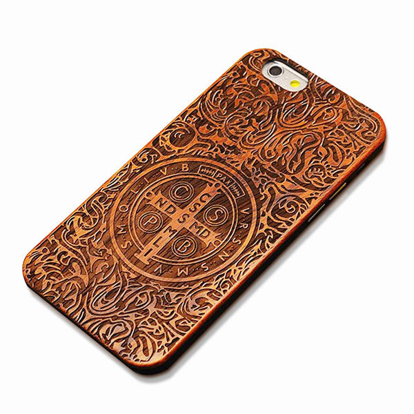 7 Plus Retro Real Wood Phone Cases For Iphone 7 7 Plus Case High Quality Durable Carving Skull Embossed Wooden + PC Cover Shell - JaZazzy 