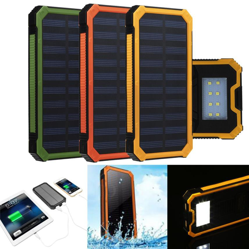 2016 Fashion Phone Accessories Waterproof 20000mAh Portable Solar Charger Dual USB Battery Power Bank F Phone - JaZazzy 
