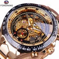 Forsining Stainless Steel Classic Series Transparent Golden Movement Steampunk Skeleton Mens Watches - JaZazzy 