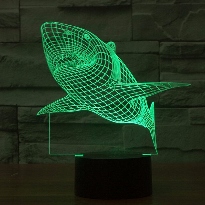 Shark Shape 3DLight 7 Color Change Night Light Home Decor Bedroom 3D Acrylic LED Art Lamp WB947 T40 - JaZazzy 