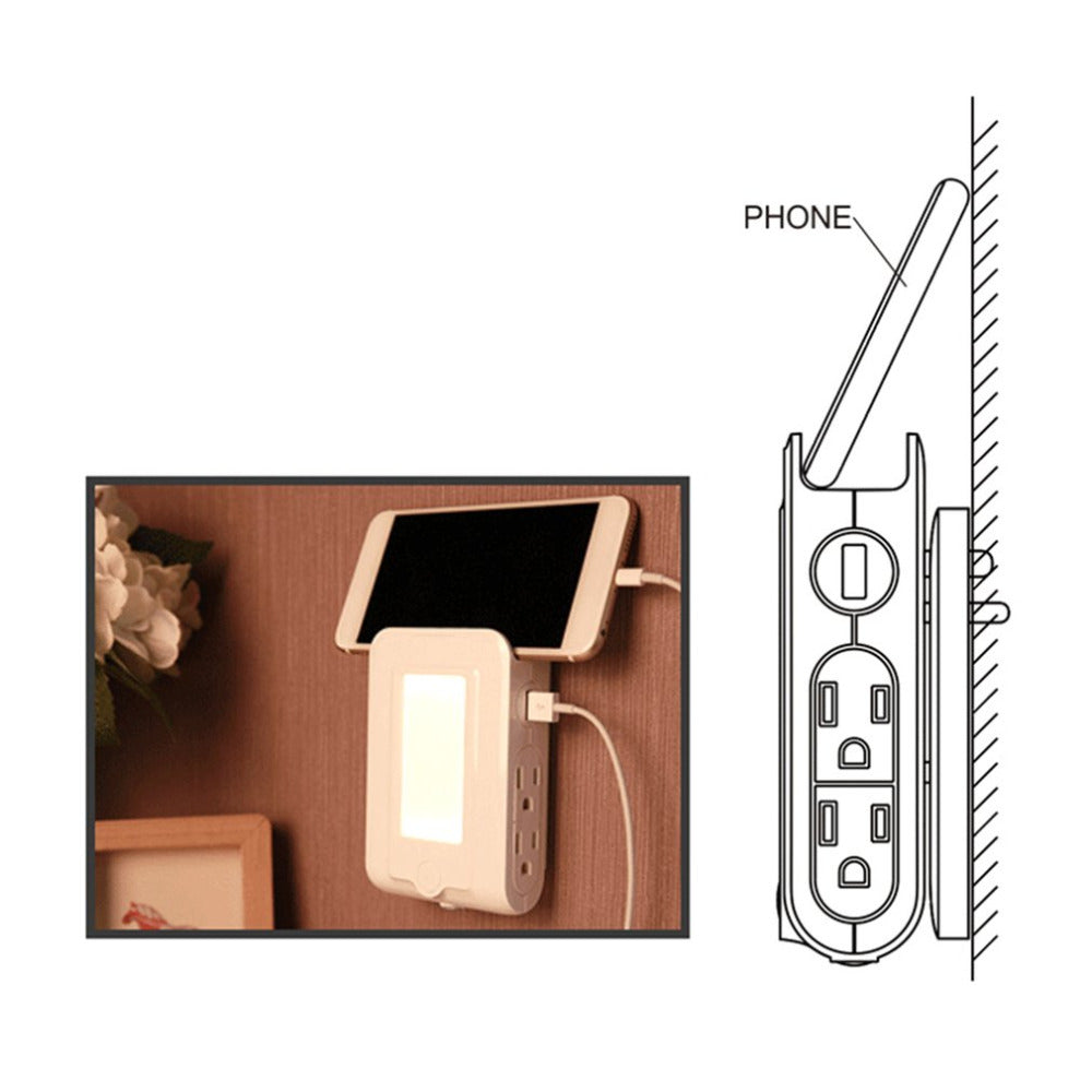 Bedside Nightlight Multi-functional -Charger- LED Light Sensor Lamp - JaZazzy 