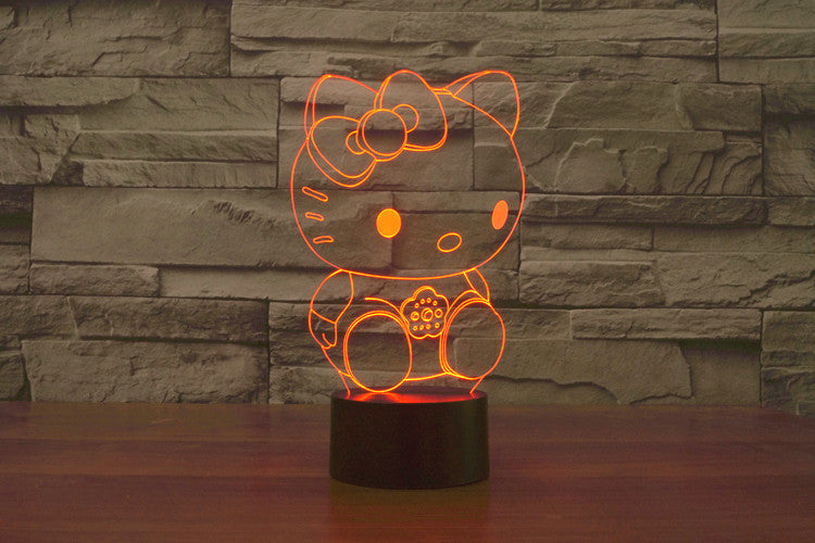 2016 new Kitty 3D Hello lights colorful touch LED visual light gift atmosphere desk lamp - JaZazzy 