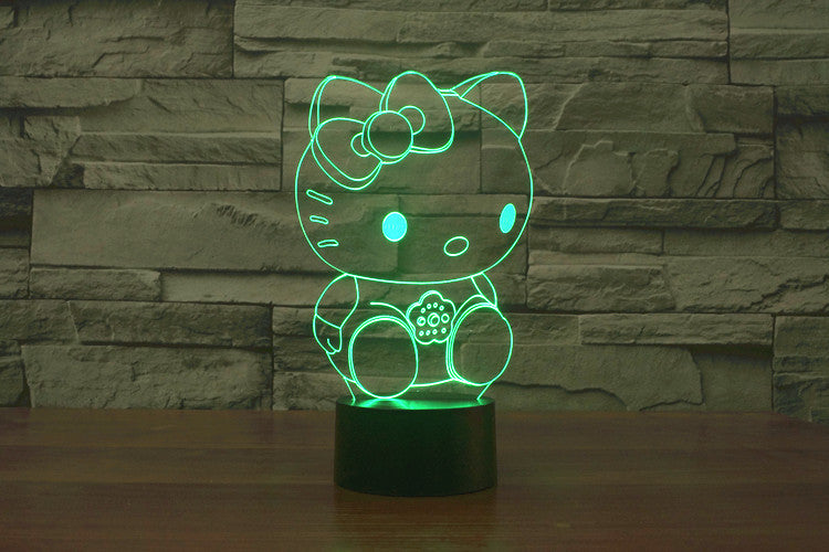 2016 new Kitty 3D Hello lights colorful touch LED visual light gift atmosphere desk lamp - JaZazzy 